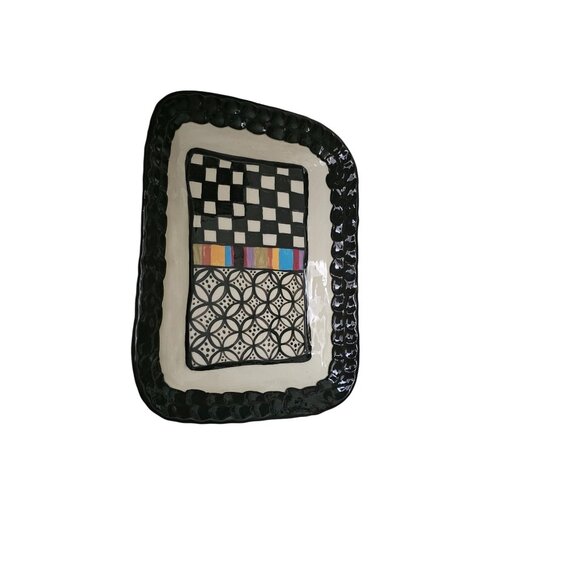 HANDMADE DISH Checkerboard & Geometric Design Ceramic Tray - Picture 3 of 5